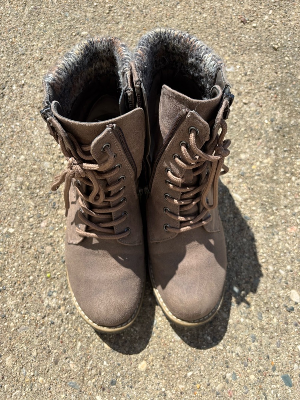 Cliffs by WHITE MOUNTAIN Brown Faux Fur-Lined Lace-Up Ankle Boots